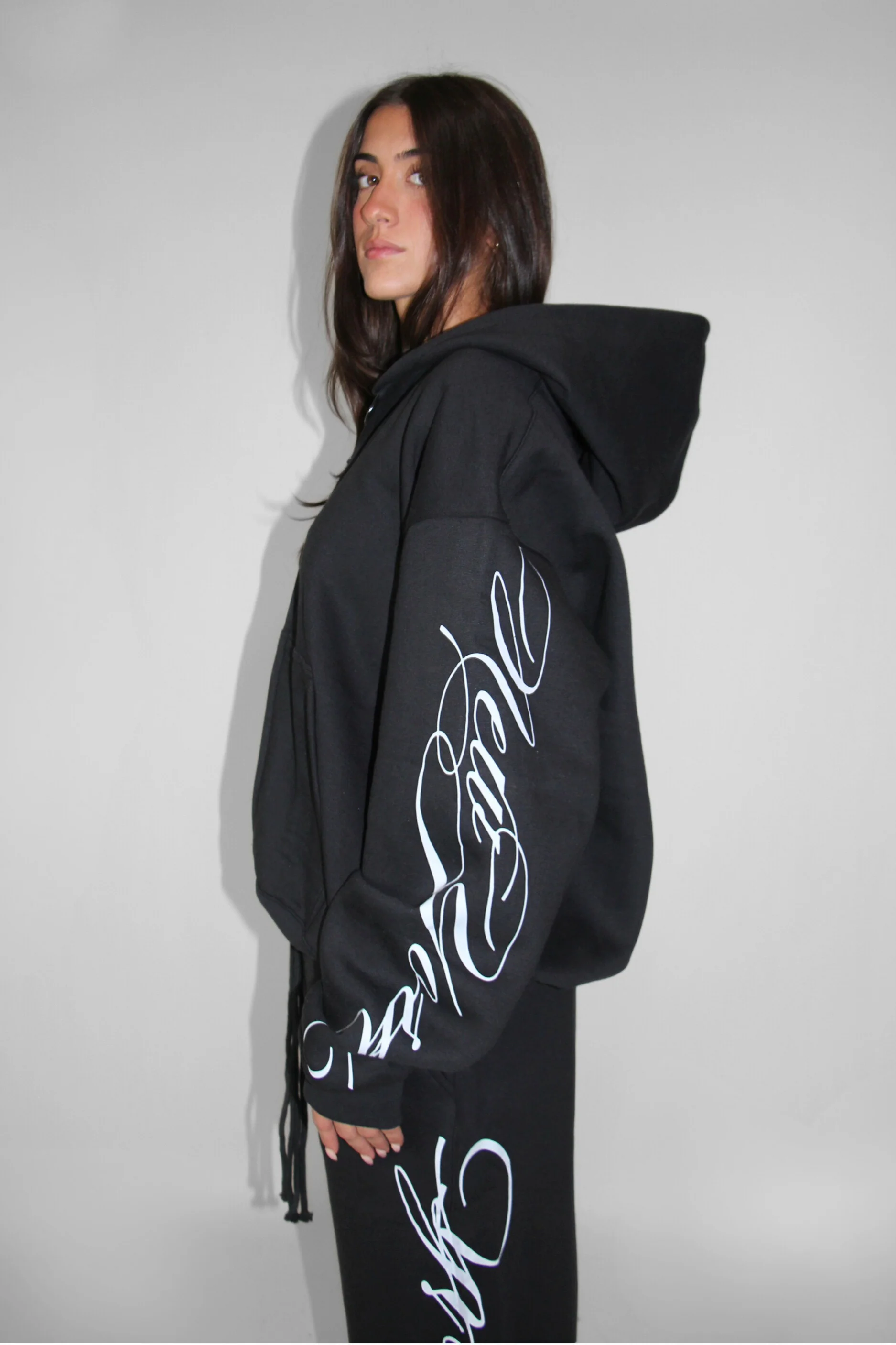 Double Zip Hoodie in Black - Image 2