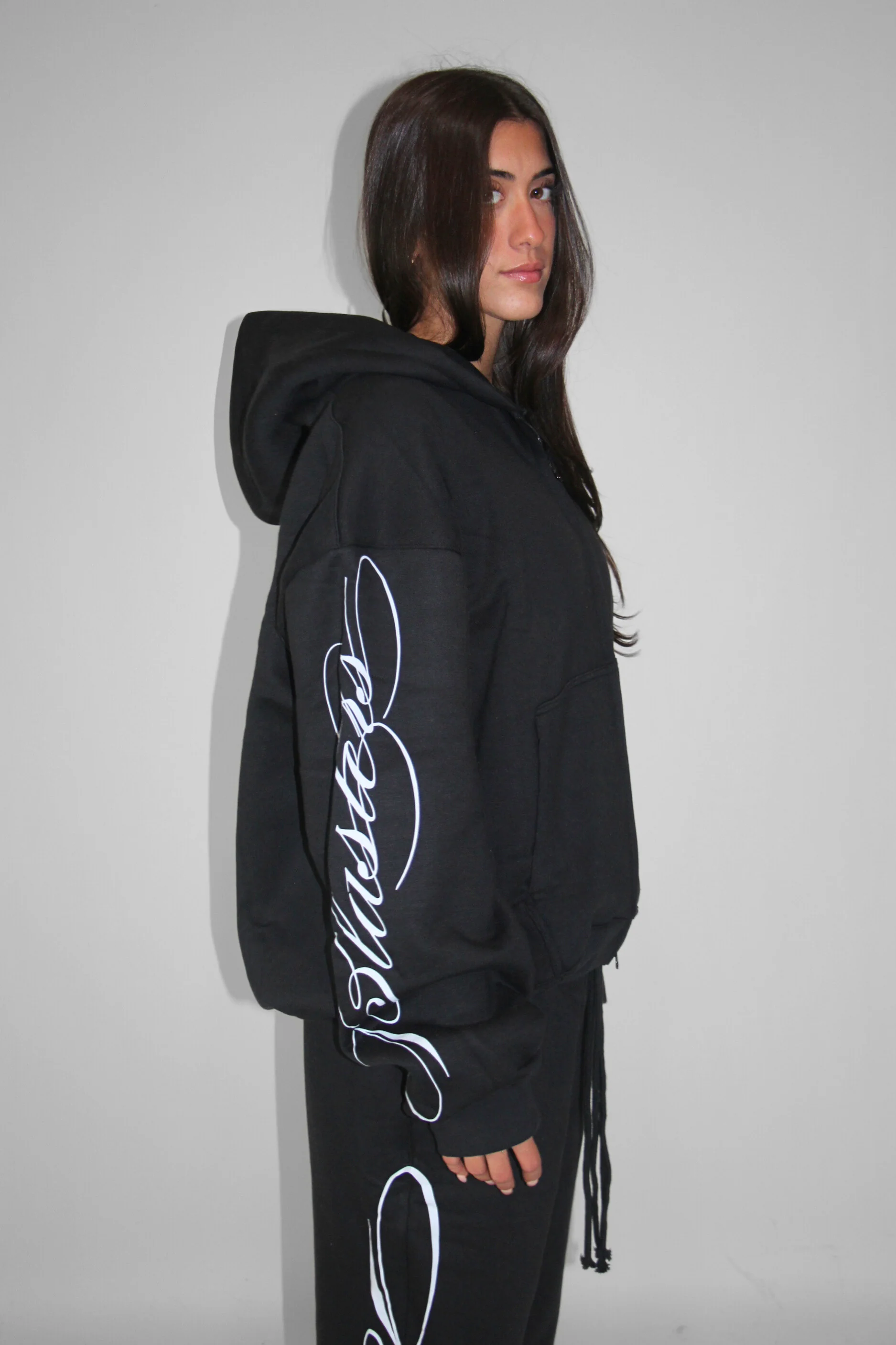 Double Zip Hoodie in Black - Image 3