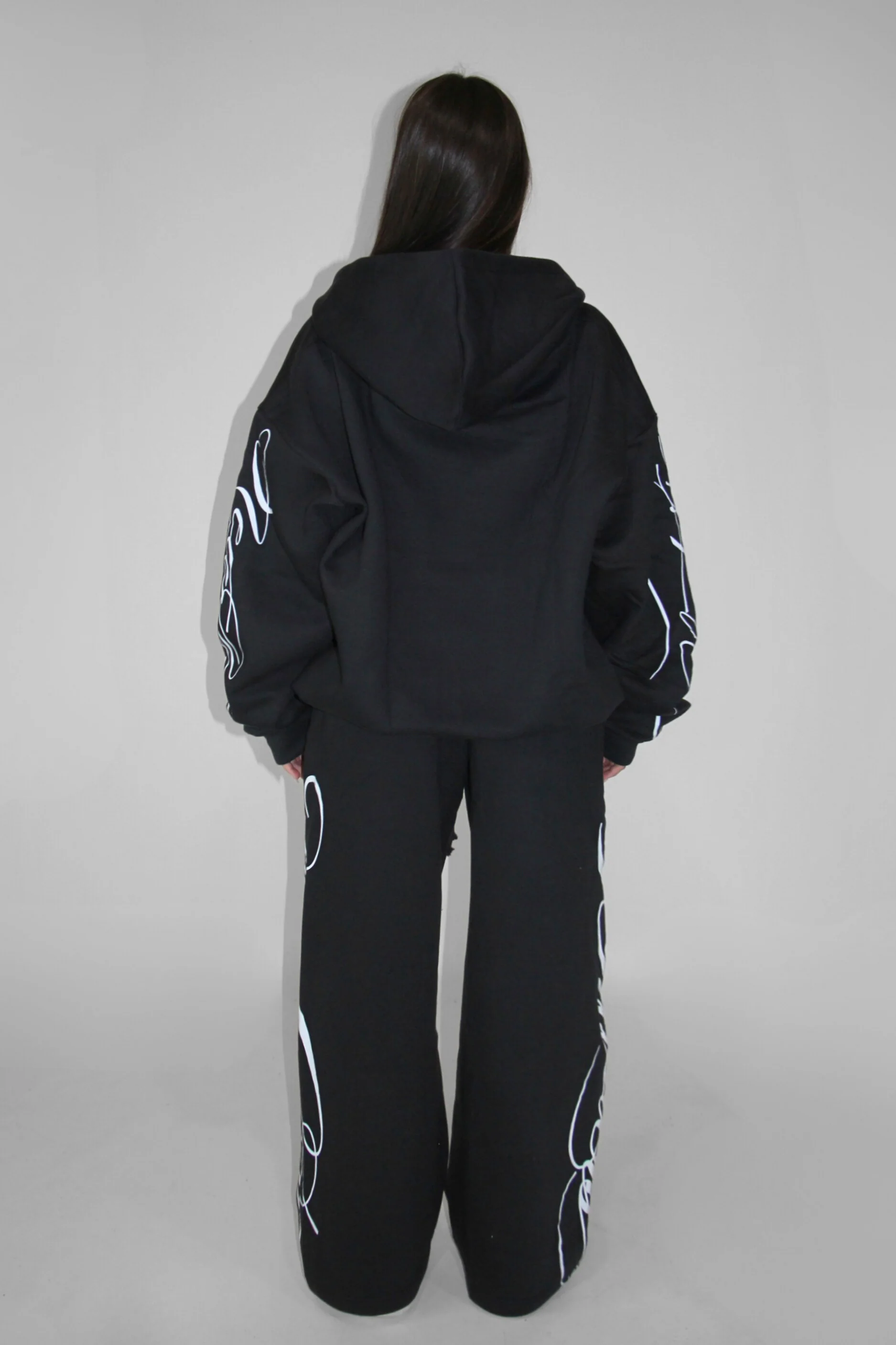 Double Zip Hoodie in Black - Image 4