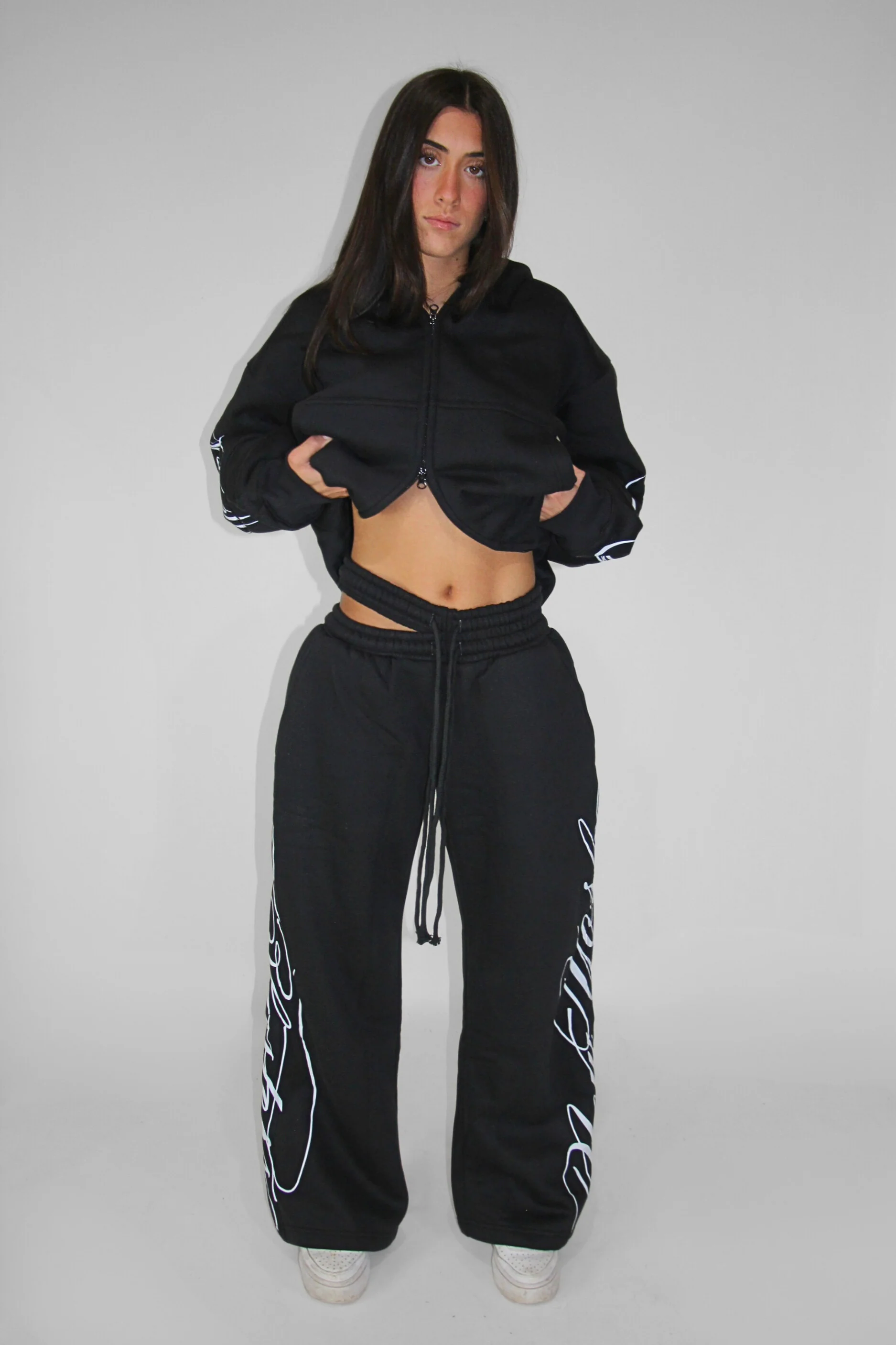 Split Waist Sweats in Black - Image 2