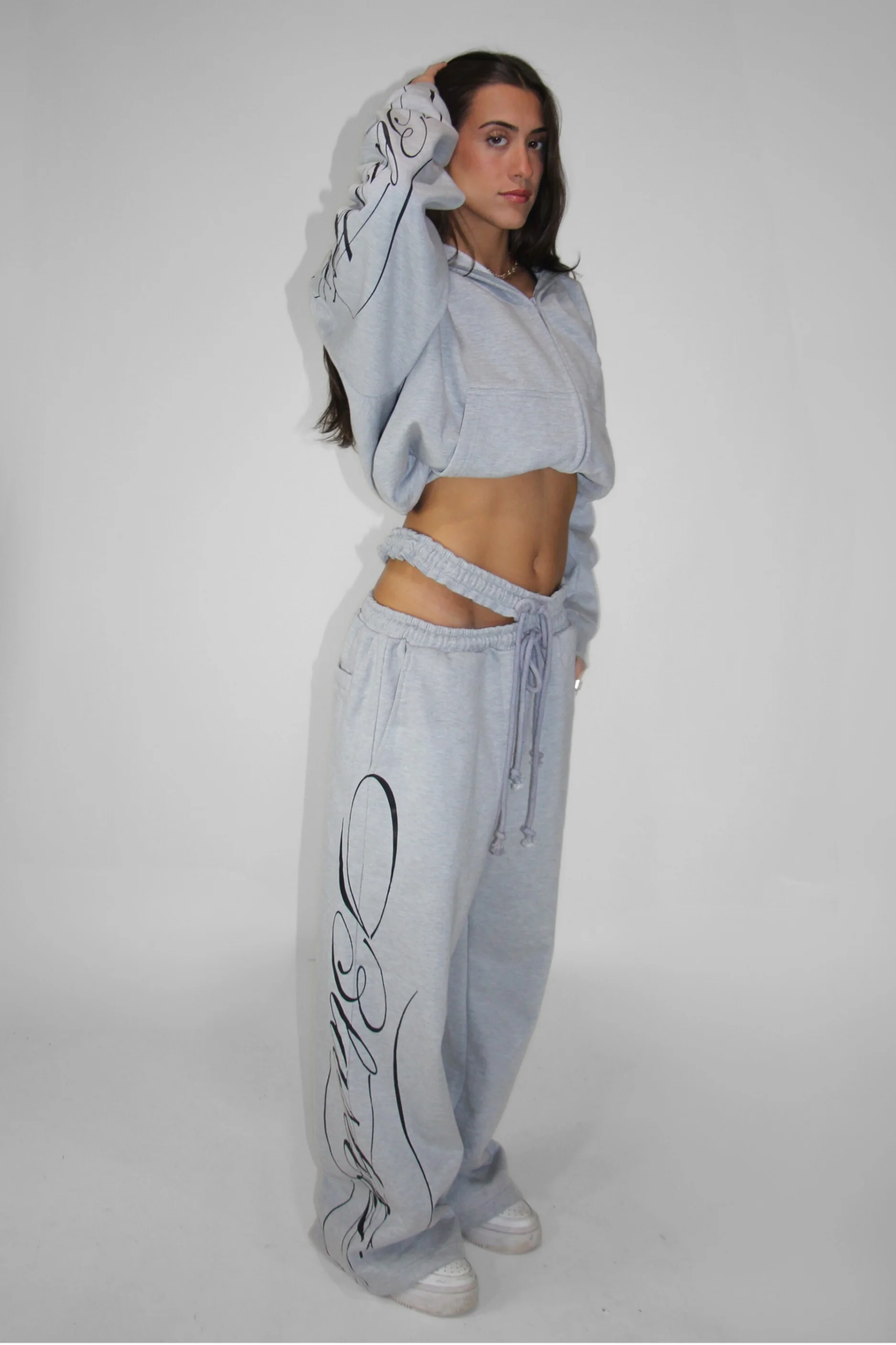 Split Waist Sweats in Gray - Image 2